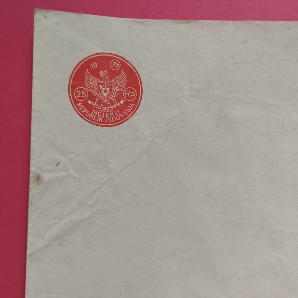 

Kertas Segel Kuno Rp 25 Tahun 1977 Double