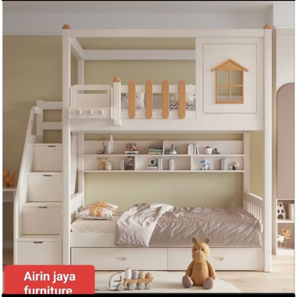 Tempat tidur anak tingkat tangga laci size 100x200
