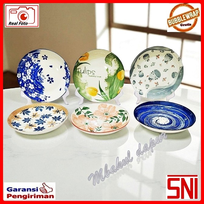 Piring Keramik Piring Makan  Piring Serbaguna Motif Japan Style SNI Tebal Ukuran 8 Inch 20 Cm