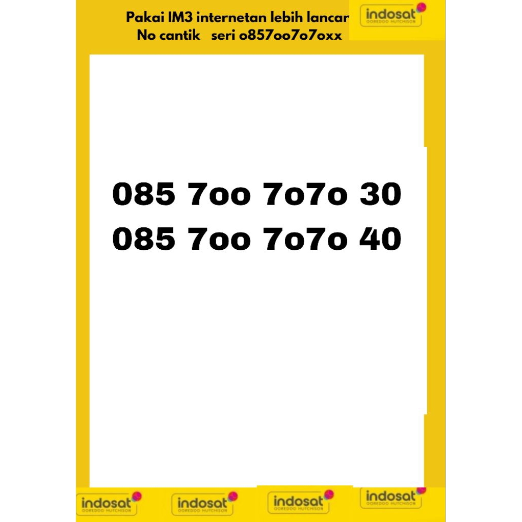 No cantik unik indosat