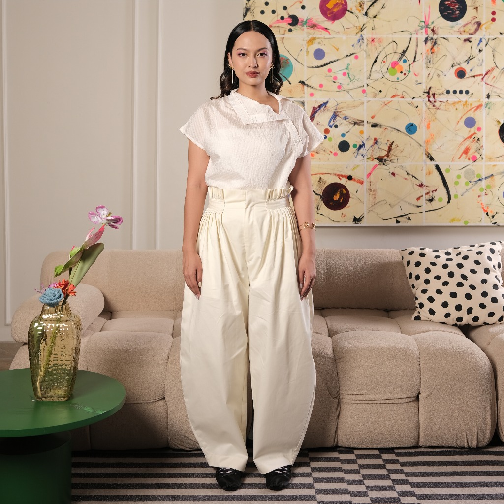 House of KYNY- Barrel Pleated Pants - Wide Highwaist Kulot Basic Pants - Casual Outfit