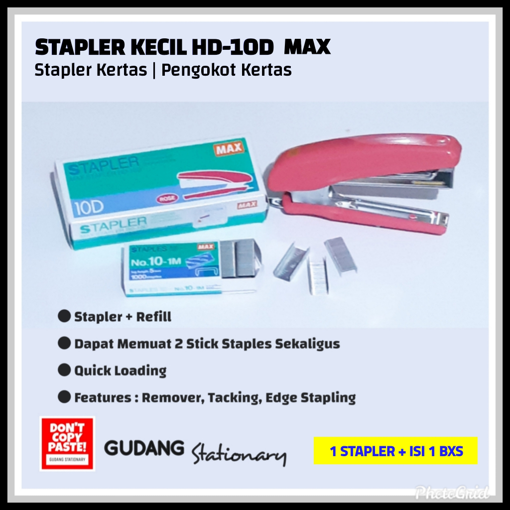 

Stapler Kecil | Stapler Kertas | Pengokot Kertas | HD-10D MAX + Isi 1 Bxs