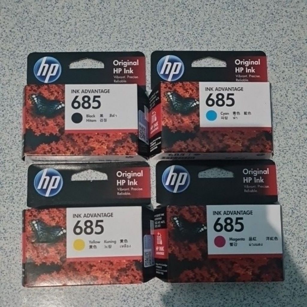 Tinta Catridge Hp 685 Black + Colour (1 set) Original for printer Deskjet ink advantage 3525,4615,46