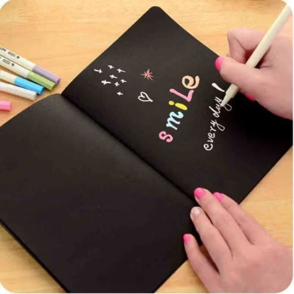 

KSTUFF942 NOTEBOOK HITAM ELEGAN, BUKU CATATAN WARNA HITAM, JURNAL DIARY HITAM