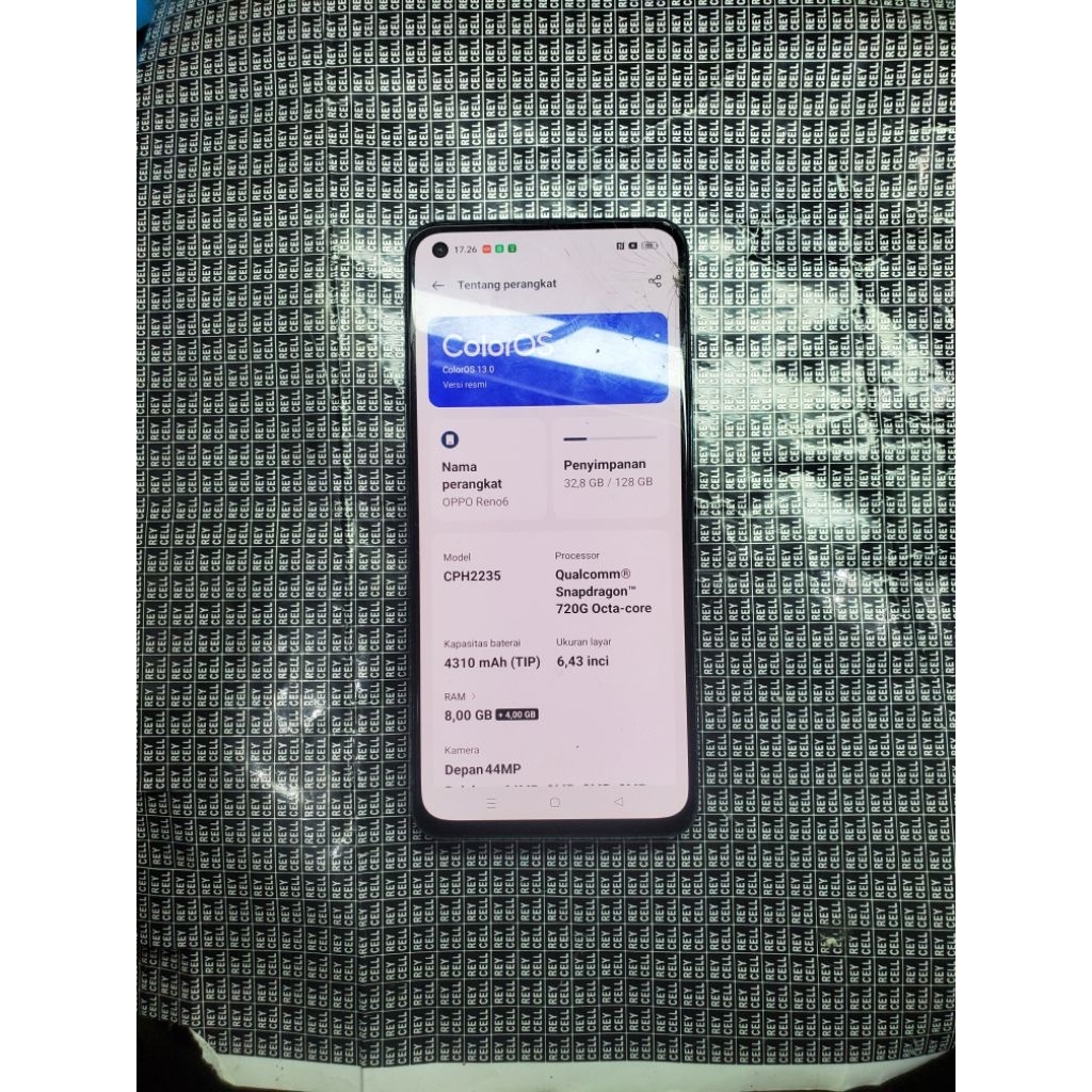 lcd + Freme Original  Amoled Oppo Reno 6  Free Finger print Original Minus Retak Normal