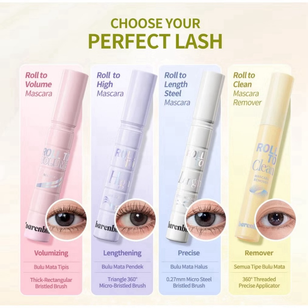 Mascara Barenbliss Roll To Volume - Roll To High - Roll To Length - Roll To Clean Remover Mascara (M