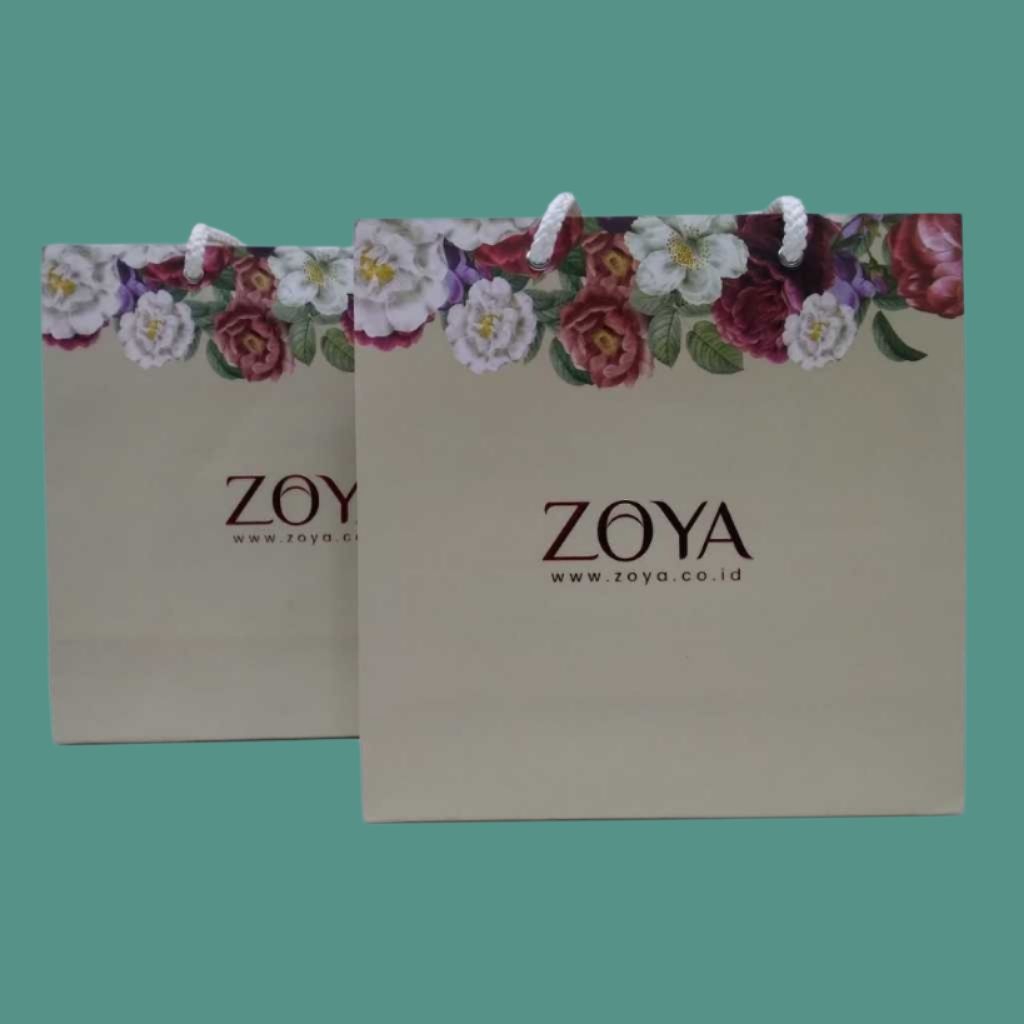 

Zoya Paper Bag Kecil Motif Rose Packaging Busana Packaging Kerudung Segi Empat
