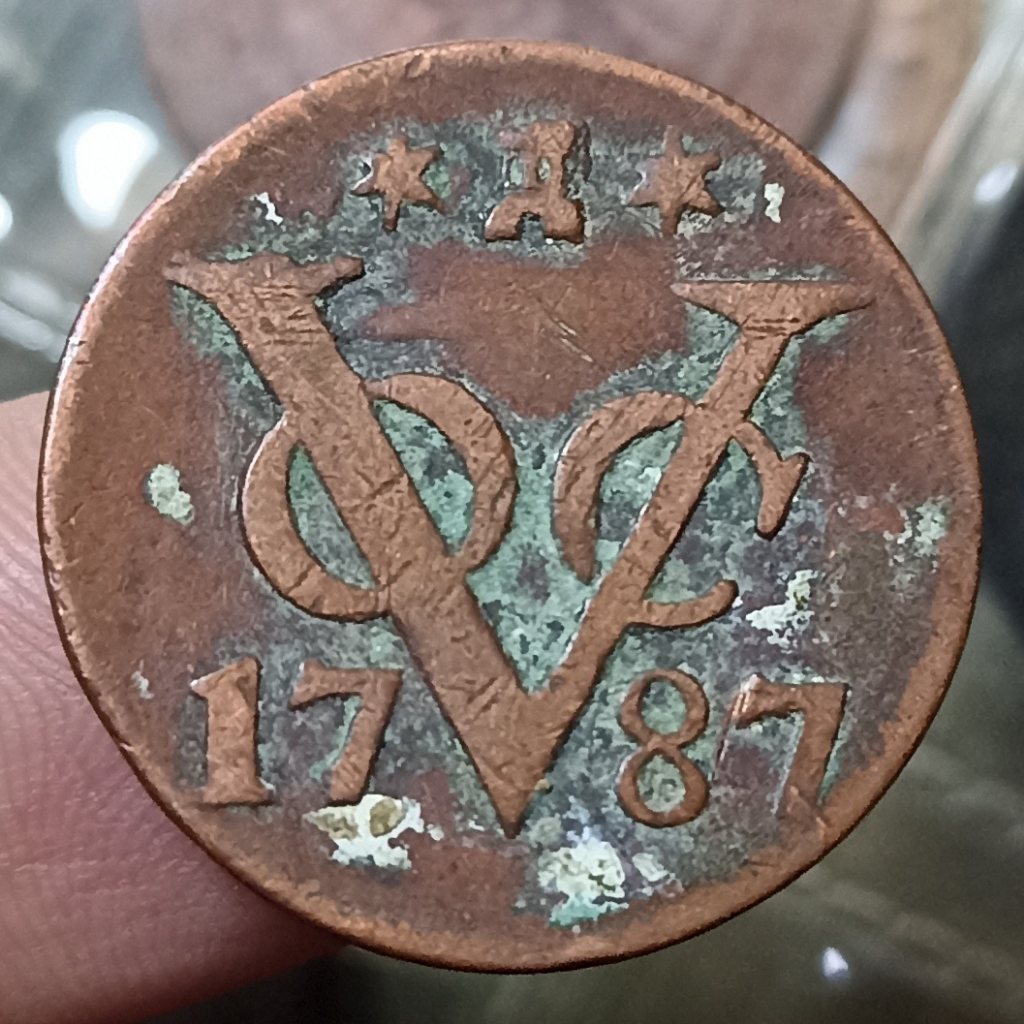 Koin Kuno Indonesia Jajahan Belanda VOC 1 Duit Zeeland Tahun 1787
