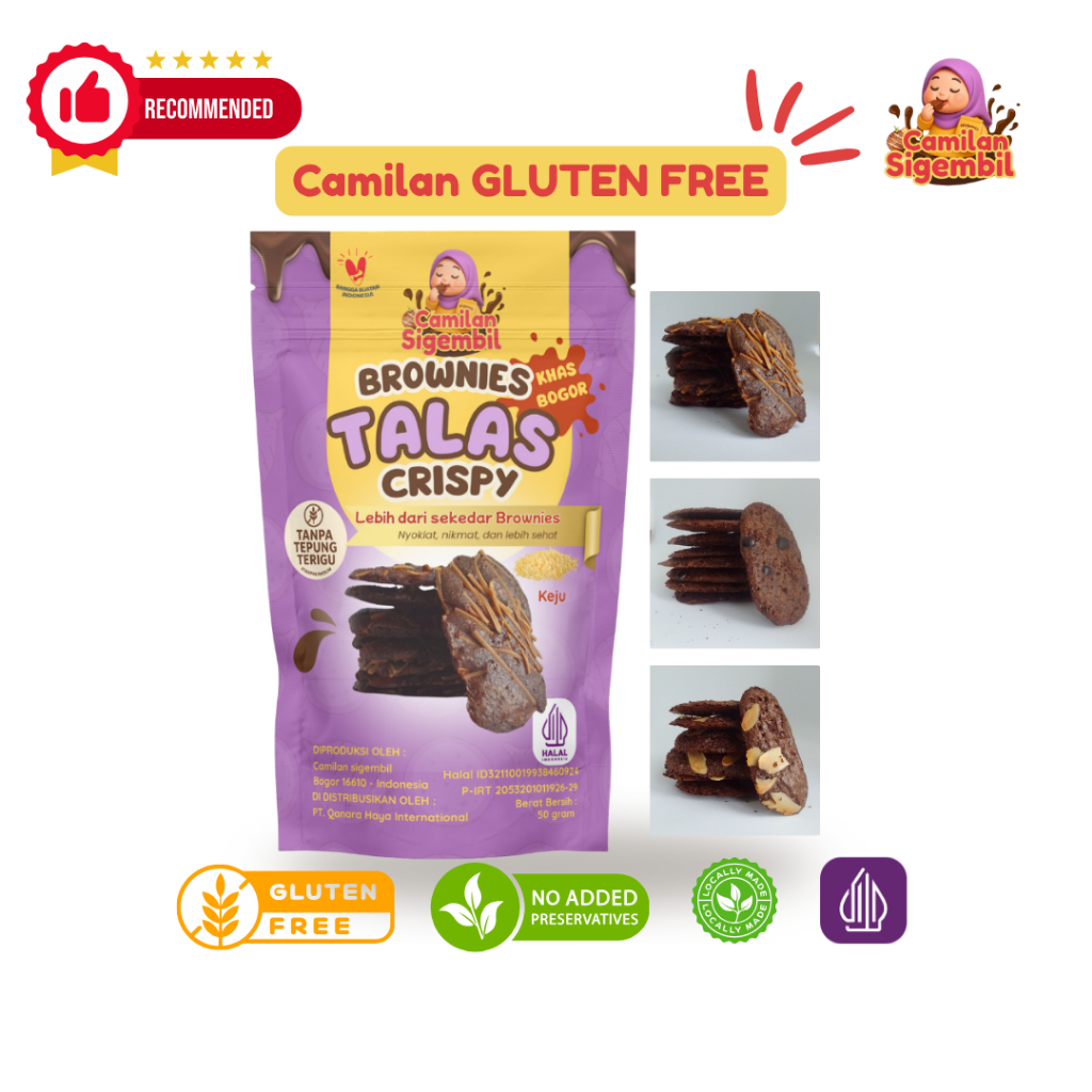 

Brownies Crispy Halal Gluten Free | Camilan Manis Viral Kekinian Topping Almond/Keju/Choco