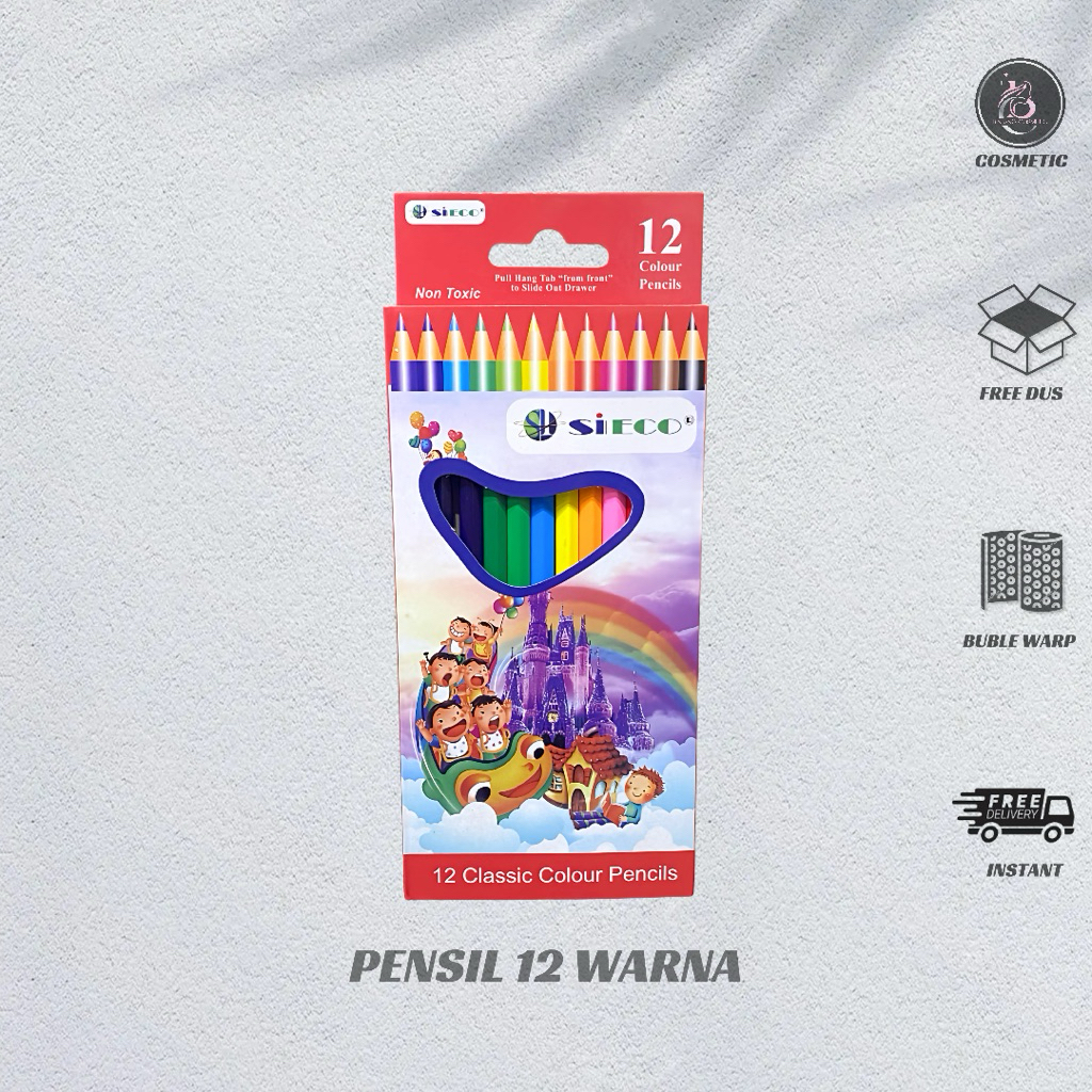 

Sieco Pensil Warna Panjang , Pensil Mewarnai 12 Warna