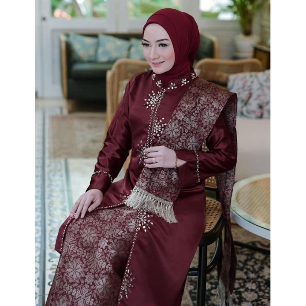 SETELAN BAJU KURUNG MELAYU DAN SELENDANG // KEBAYA KURUNG MELAYU // SETELAN BAJU KURUNG // BAJU KURU