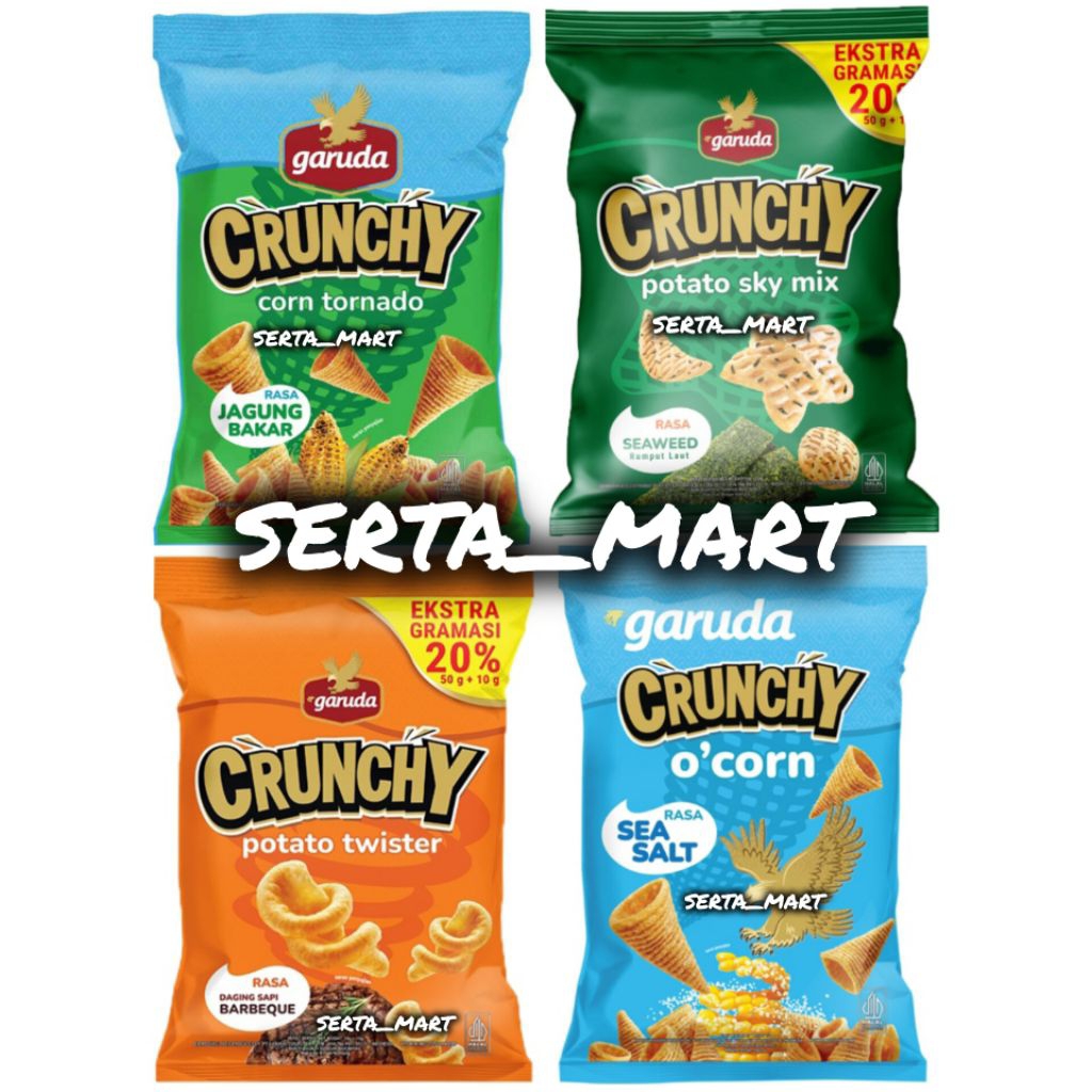 

Garuda Ocorn / Garuda Crunchy Potato / Net 60gr - Keripik Kentang O'Corn Jagung Bakar / Seasalt / BBQ