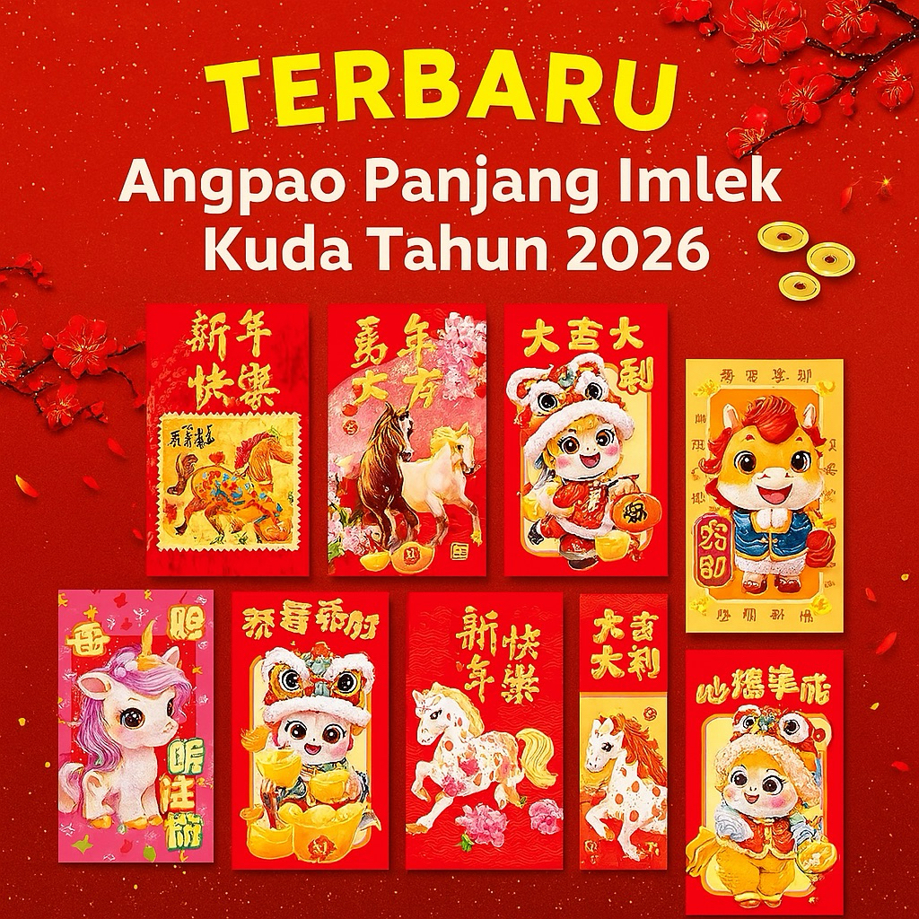 

TERBARU 6pcs Angpao Imlek PANJANG KUDA 2026 / Angpao Premium Chinese New Year HORSE / Hongpao Kuda Tahun Baru / Gong Xi Fa Chai / Angpao Lucu Tahun KUDA / Xin Nian Kuai Le / Heng Ong Huat / Sakura Rejeki Kuda / Horse Ampao 2025 GROSIR
