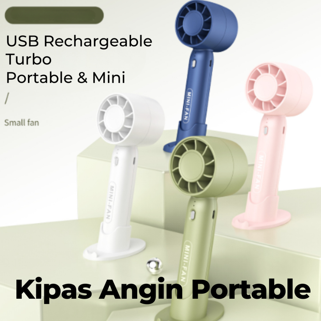 Kipas Angin Portabel - Portable Mini Fan - USB Rechargeable - Kipas Angin tangan - Kipas tangan - Tu