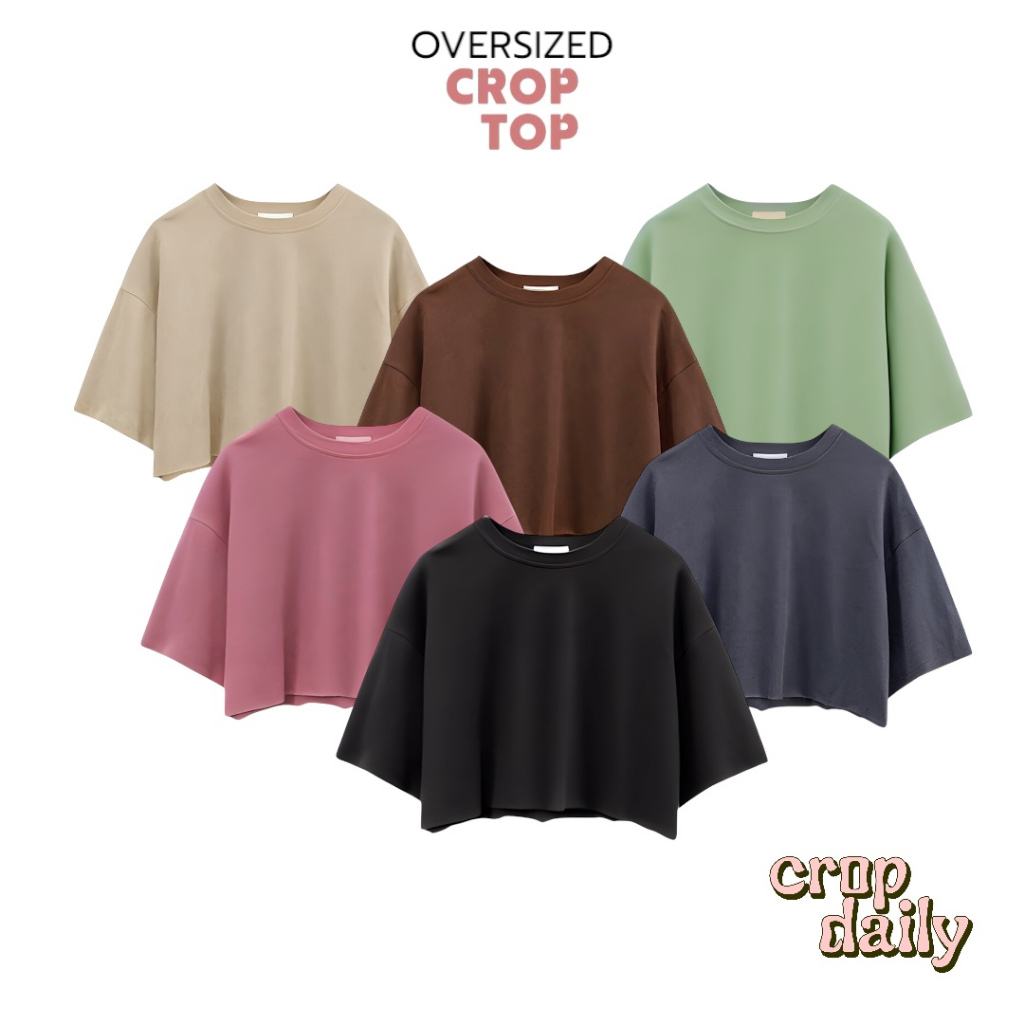Atasan Crop Top Wanita Crop Top Oversize Hijab Frendly Baju Crop Top Oversize Korean Fashi