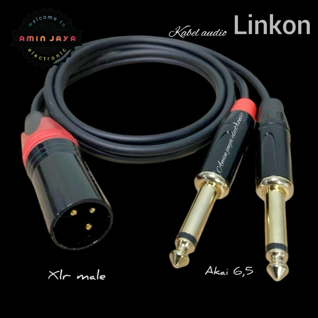 Kabel xkr male to dual akai / jack canon male ke dual jack akai