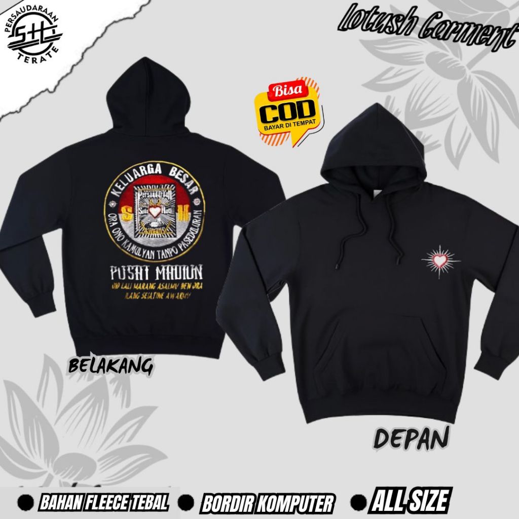 Hoodie Warga Psht-Jaket Full Bordir Motif Keluarga Besar Pusat Madiun-Hoodie Hitam Keren
