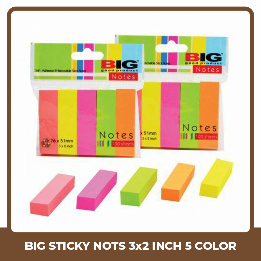 

UTB BIG Sticky Notes 76X51mm - 3X2Inch 100 Sheet 5 Warna