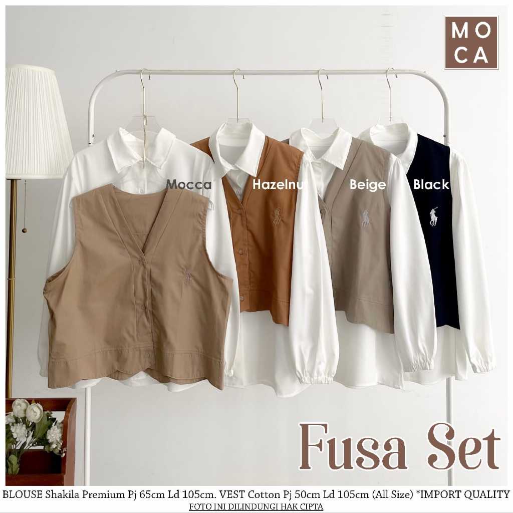 FUSA BLOUSE SET VEST SHAKILA MIX COTTON PREMIUM ADEM NYAMAN ELEGAN BY MOCA