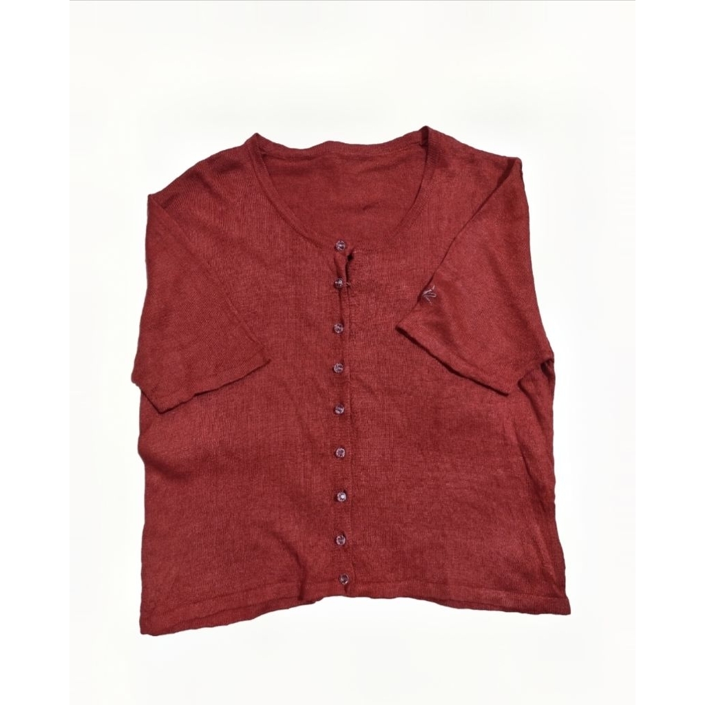 Kaos Knit Crop Merah Bata