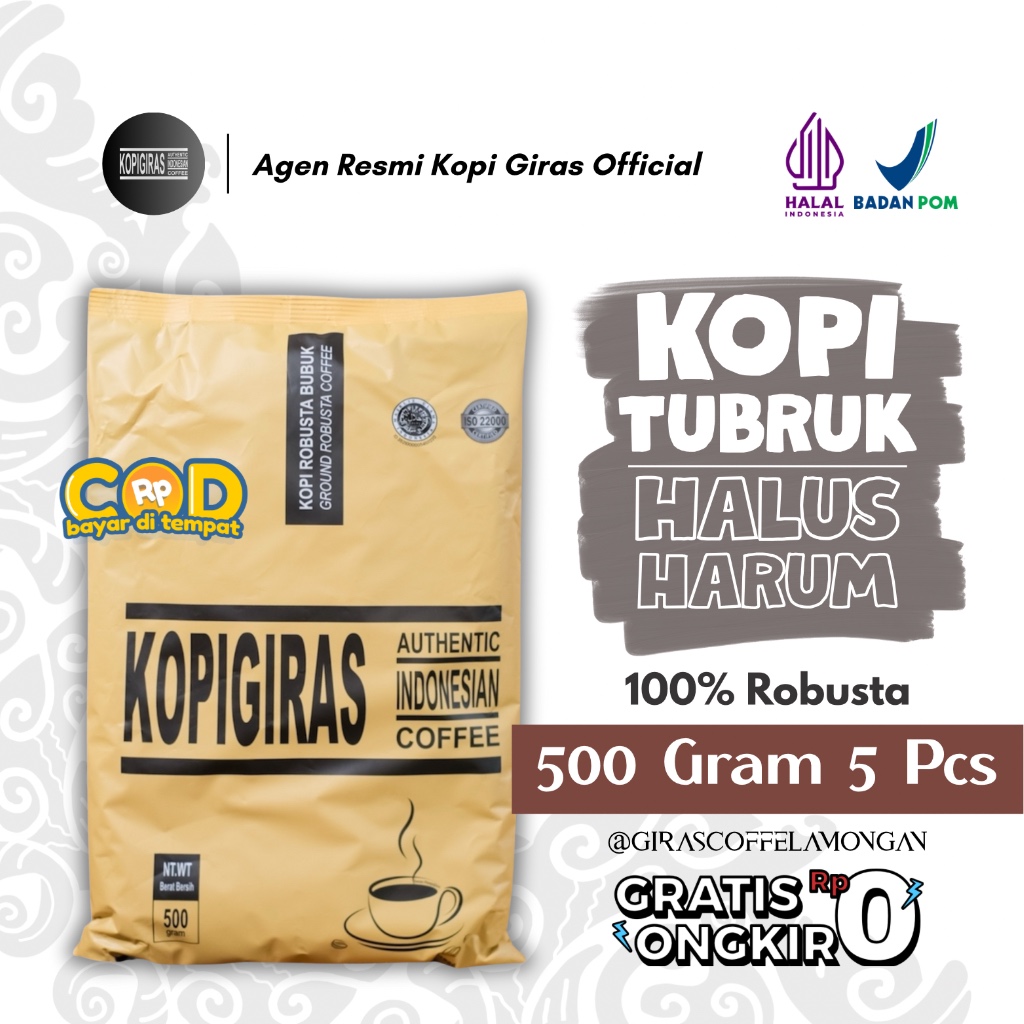 

Paket 5 pcs Kopi Giras 500g - Stok kopi 2.5 Kg untuk Usaha & Rumah