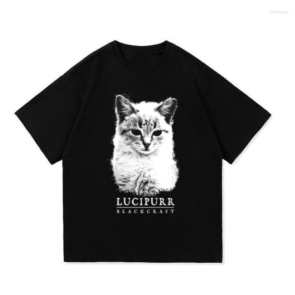 Kaos Lucipurr - BlackCraft Unisex | T-shirt Cat Style Vintage Retro | Pria Wanita
