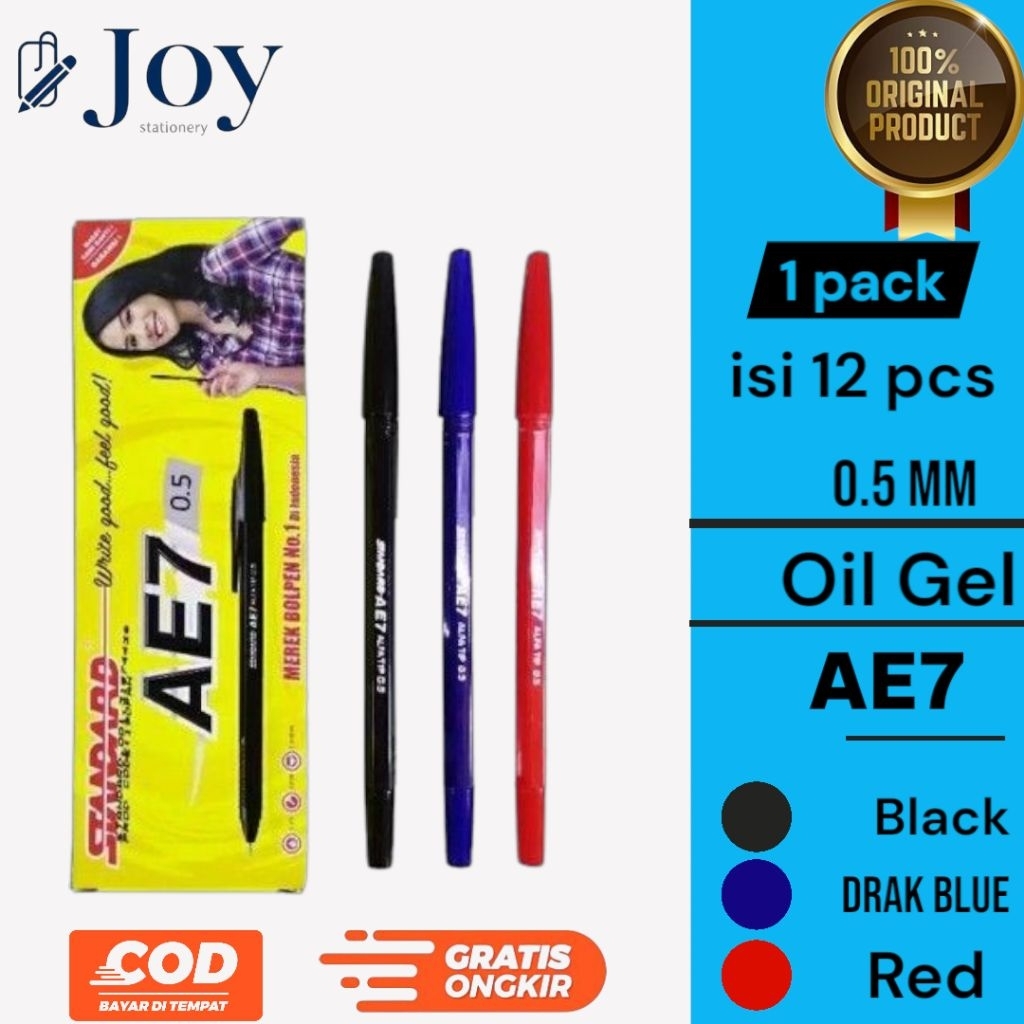 

(1 LUSIN / 12 PCS) PULPEN / Ballpoint / Standard AE-7 0.5