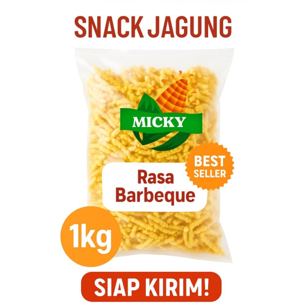 

Snack Jagung BBQ 1kg | Twist Corn Micky Twisko | Camilan Kiloan Viral | Rasa Barbeque