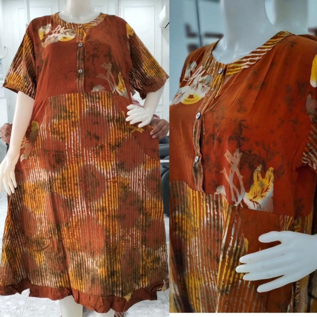 [COD] Daster Batik Pekalongan Jumbo Cap Coletan Ukuran XL, XXL dan XXXL Bahan Tebal Adem | Daster Ba