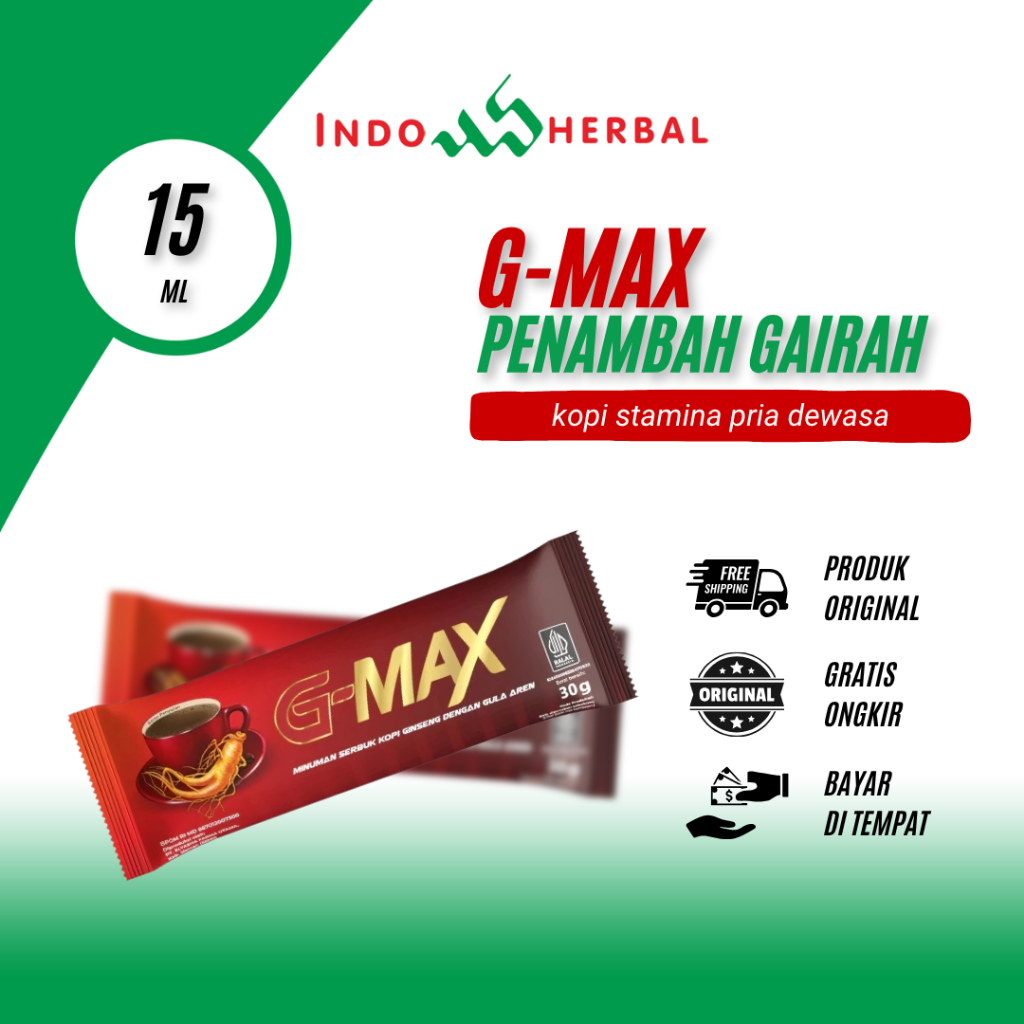 

Kopi G-MAX Asli Kopi Ginseng Kuat Stamina Pria Tahan Lama 100% Original 1 Sachet @30 Gram