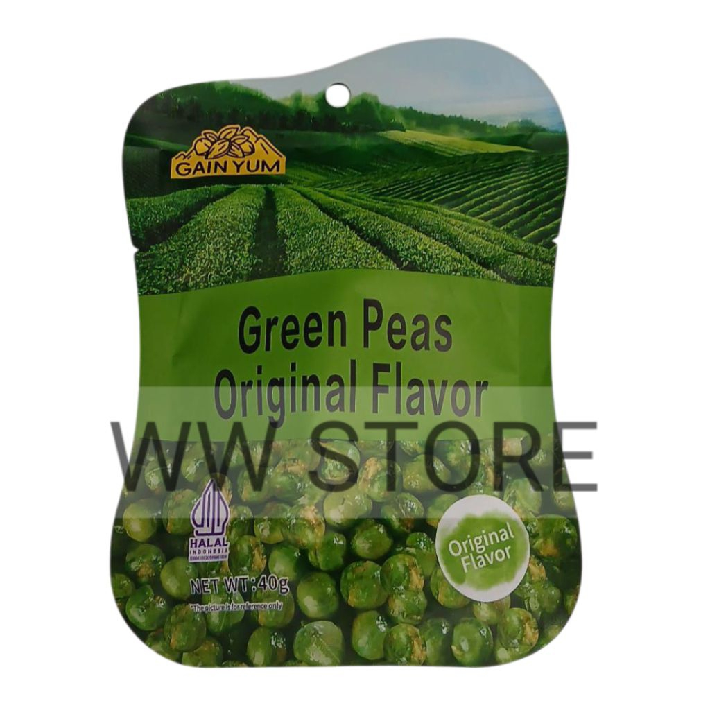 

Kacang arcis polong goreng rasa asli halal MUI GAIN YUM Green Peas Original Flavor 40g