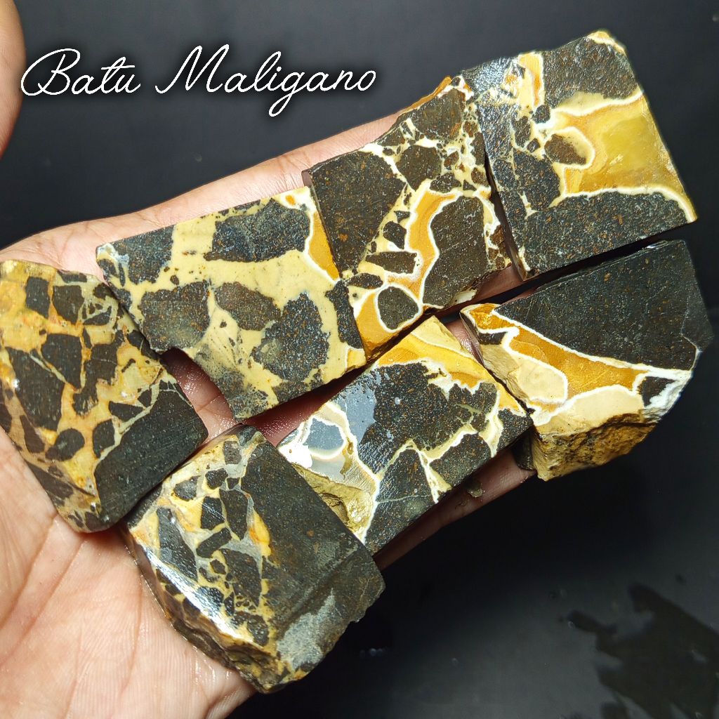 batu maligano/bongkahan batu akik maligano hitam natural/batu akik