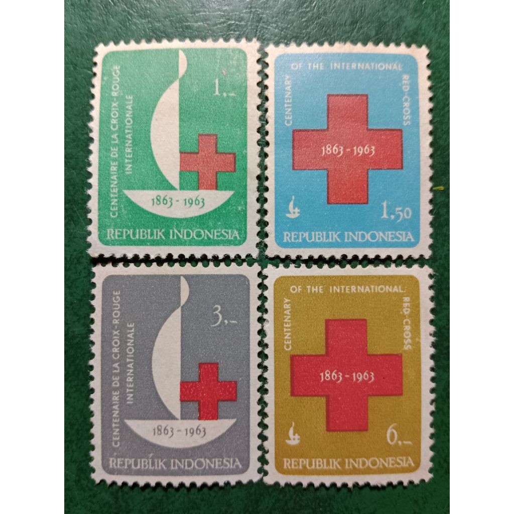 

Prangko Indonesia 4 Pcs Seabad Palang Merah Tahun 1963 UN USED