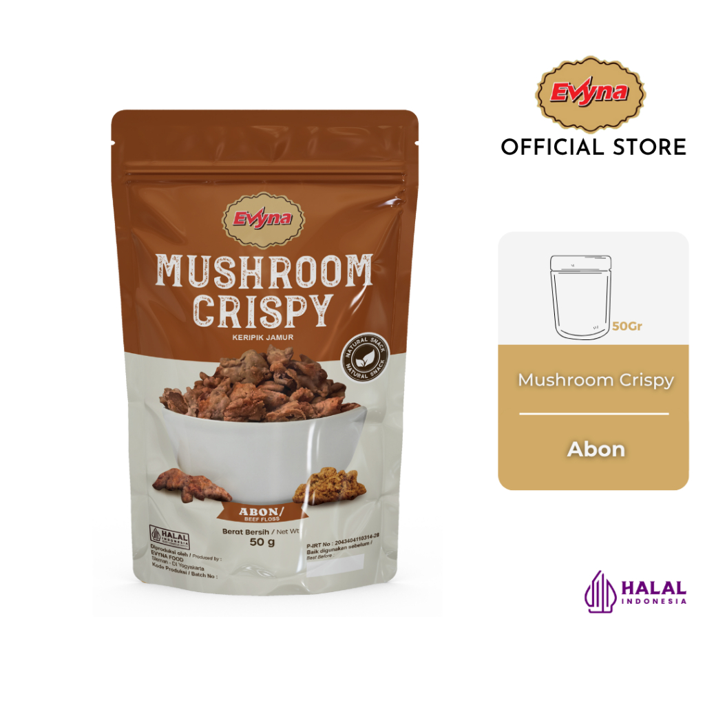 

Evyna Mushroom Crispy Keripik Jamur Rasa Abon 50 Gram