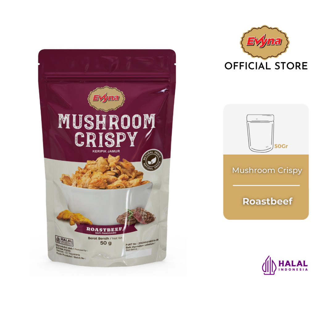 

Evyna Mushroom Crispy Roastbeef Keripik Jamur Rasa Sapi Panggang 50 gram