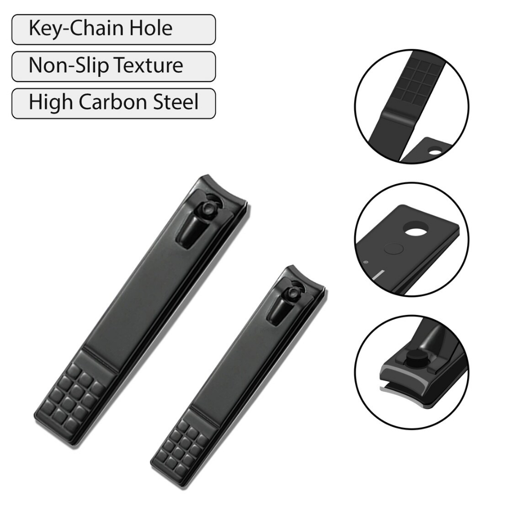 Gunting Kuku Kaki Tangan Stainless Steel Besar Silver Hitam Black Manicure Tajam Medium Large Jumbo Besar