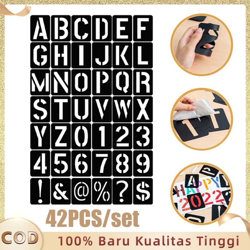 

1set Stensil Cetakan Huruf Angka Tulisan Alfabet Cat Semprot Plastik Portable Lettering Stenci