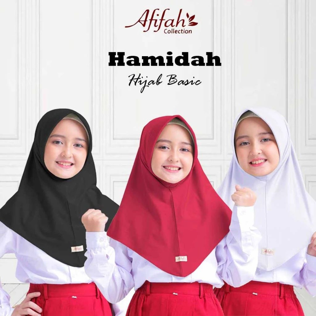 Jilbab Bergo Hamidah anak Sekolah - Hijab bergo Hamidah anak terbaru Ukuran S