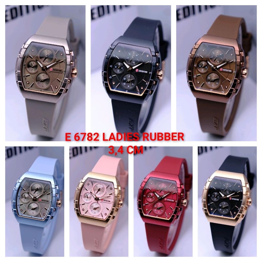 JAM TANGAN WANITA EXPEDITION E6808/ E6782 RUBBER ORIGINAL GARANSI/JAM EXPEDITION CEWEK E 6808/ E 678