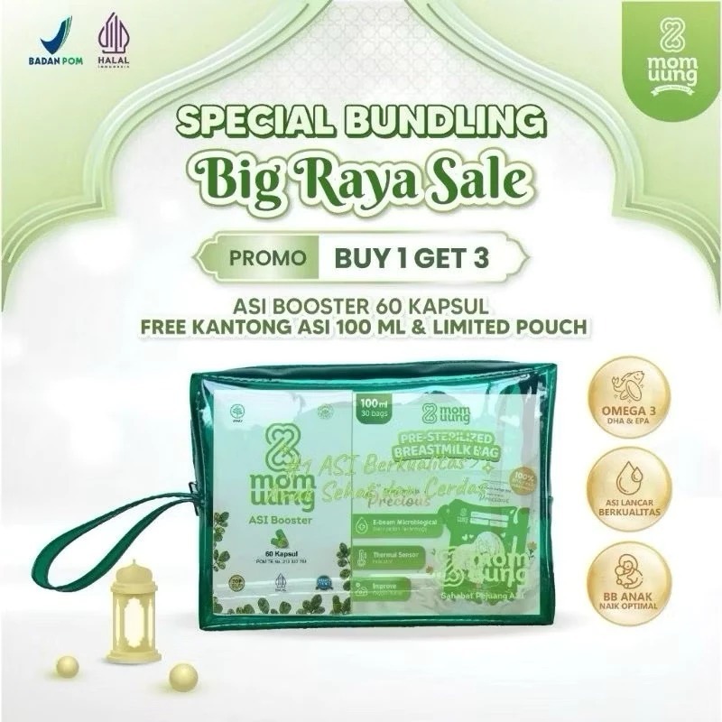 Mom Uung BPOM HALAL HERBAL Asi Booster MOM UUNG Pelancar Asi / 30 - 60 Kapsul | BUY 1 GET 1 Mom Uung