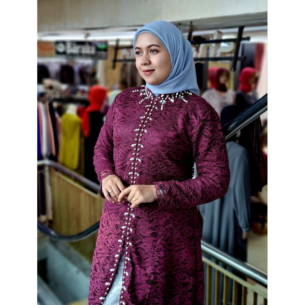 [Titahermawatishop] Set kebaya tunik brokat full Payet | kebaya brokat tunik mewah dan elegan | keba