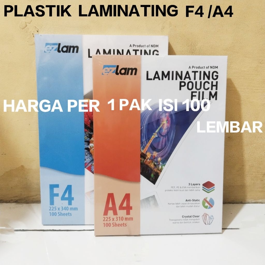 

1 Pak Plastik Laminating F4 / A4 EZLAM