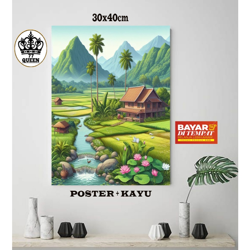 HIASAN DINDING TEMA PEMANDANGAN ALAM/POSTER KAYU GAMBAR PEMANDANGAN/POSTER PEMANDANGAN ALAM
