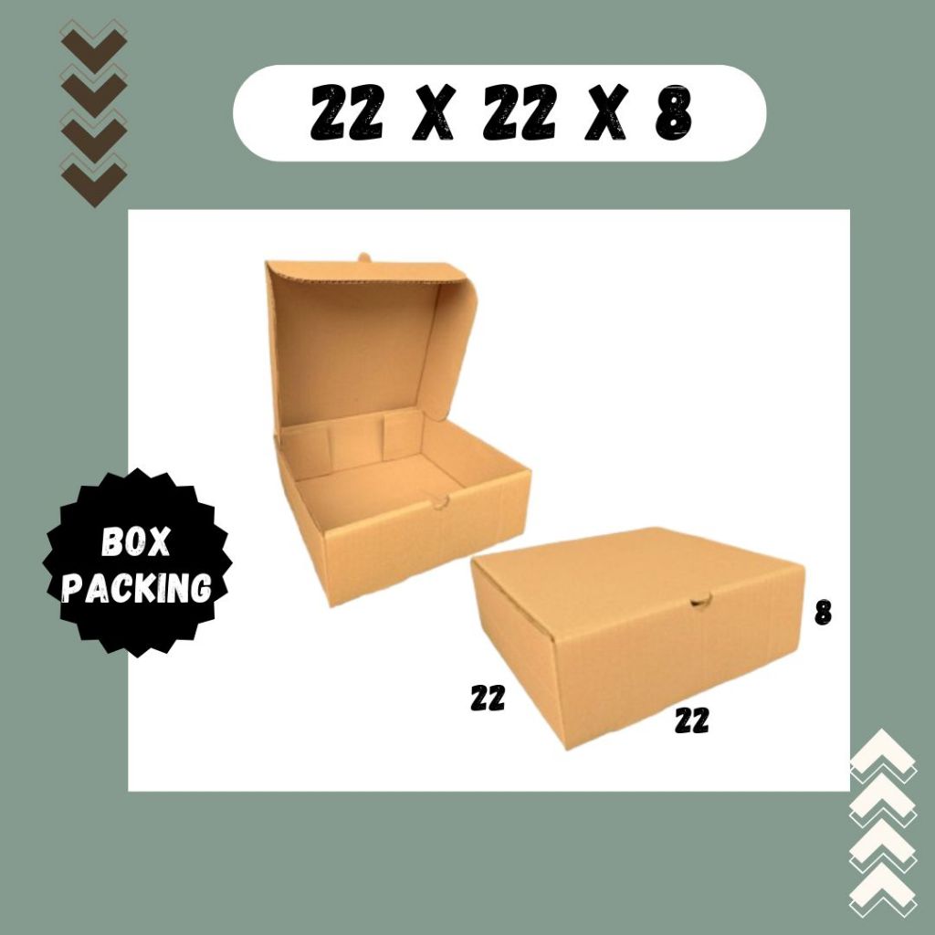 

Box 22x22x8 LD Packing Polos kardus 22x22x8 kemasan pizza dus hampers handuk Agen Kertas KFC