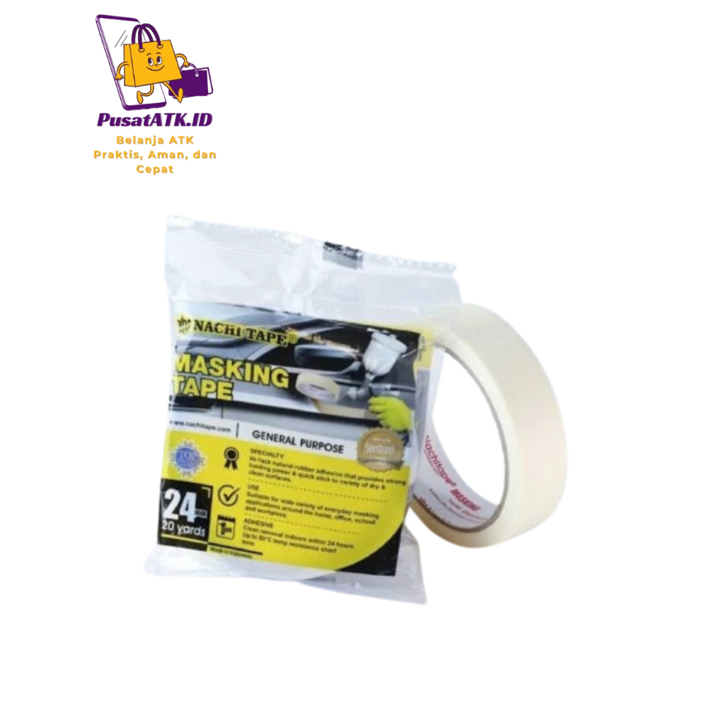 

Lakban Kertas Masking Tape Nachi 1inch / 24mm x 20yard