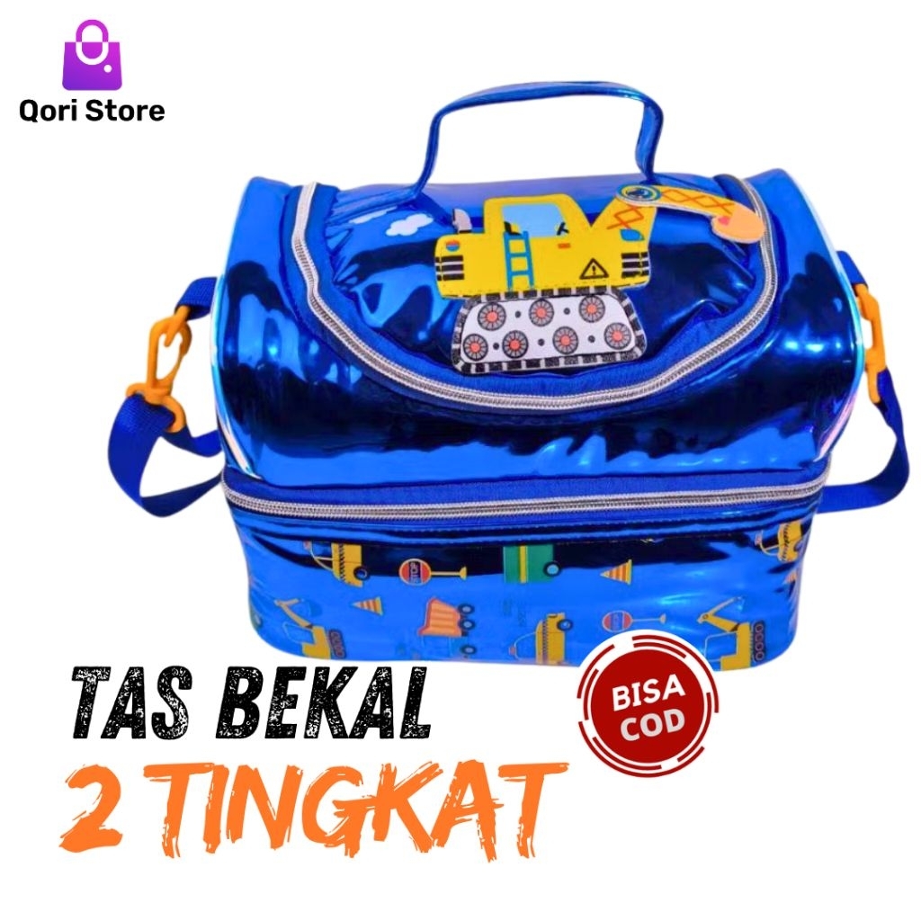 Qori Store - Tas Lunch Box Karakter Anak 2 Tingkat / Tas Bekal Karakter 2 Susun / Tas Bekal Karakter