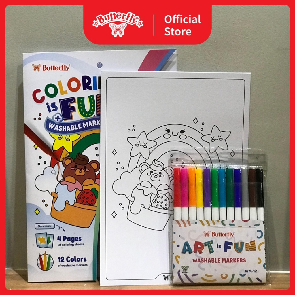 

Butterfly Coloring Is Fun ( + Washable markers)