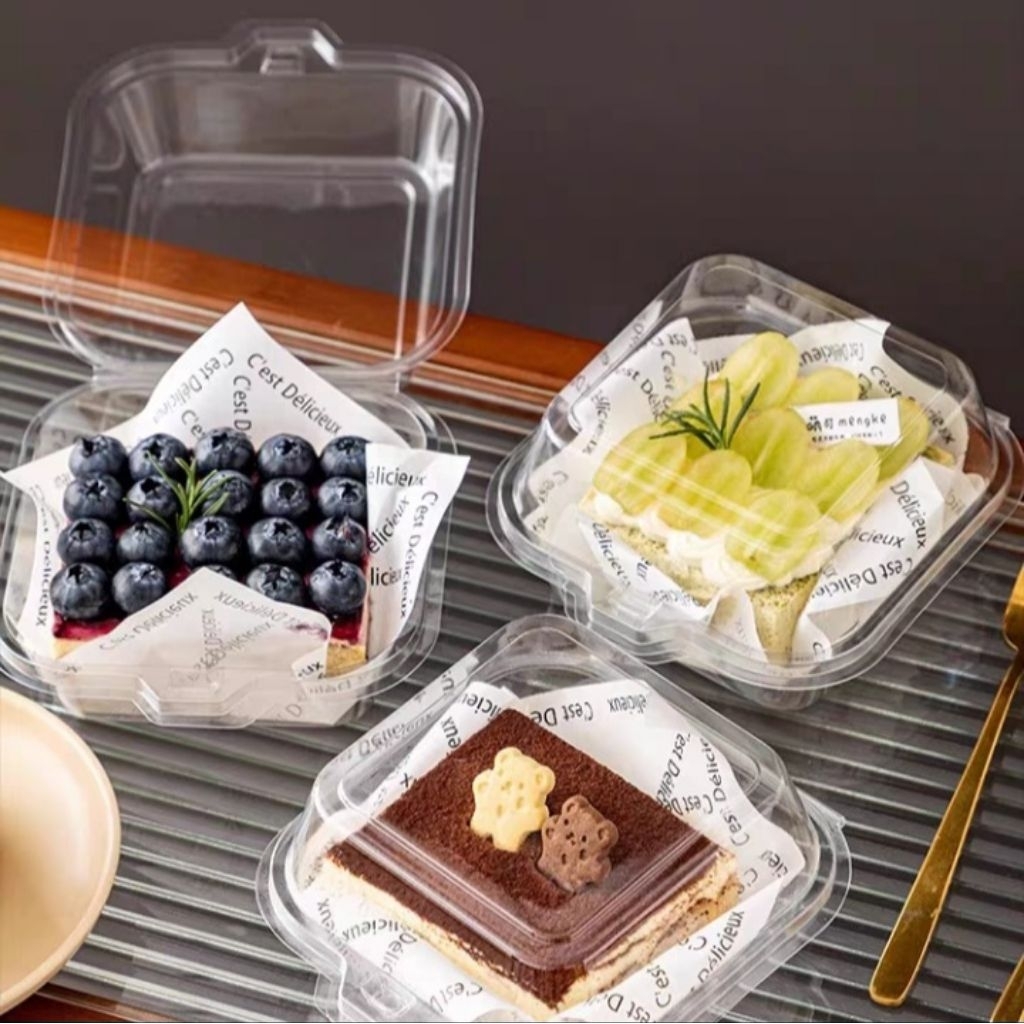 [10pcs] Mika Bento Box | Korean Cake Box Transparant | Mini Cake Box | Kotak Kue Mika | Cake Box | B