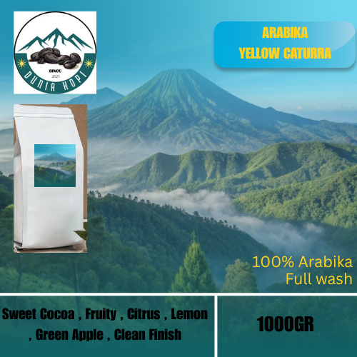 

Yellow Caturra Roast Bean Arabica FULL WASH proses Grade 1 Premium