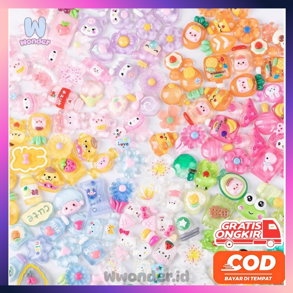 

WW 1 Pcs Aksesoris Resin Clay 3D Warna Warni Lucu Cantik